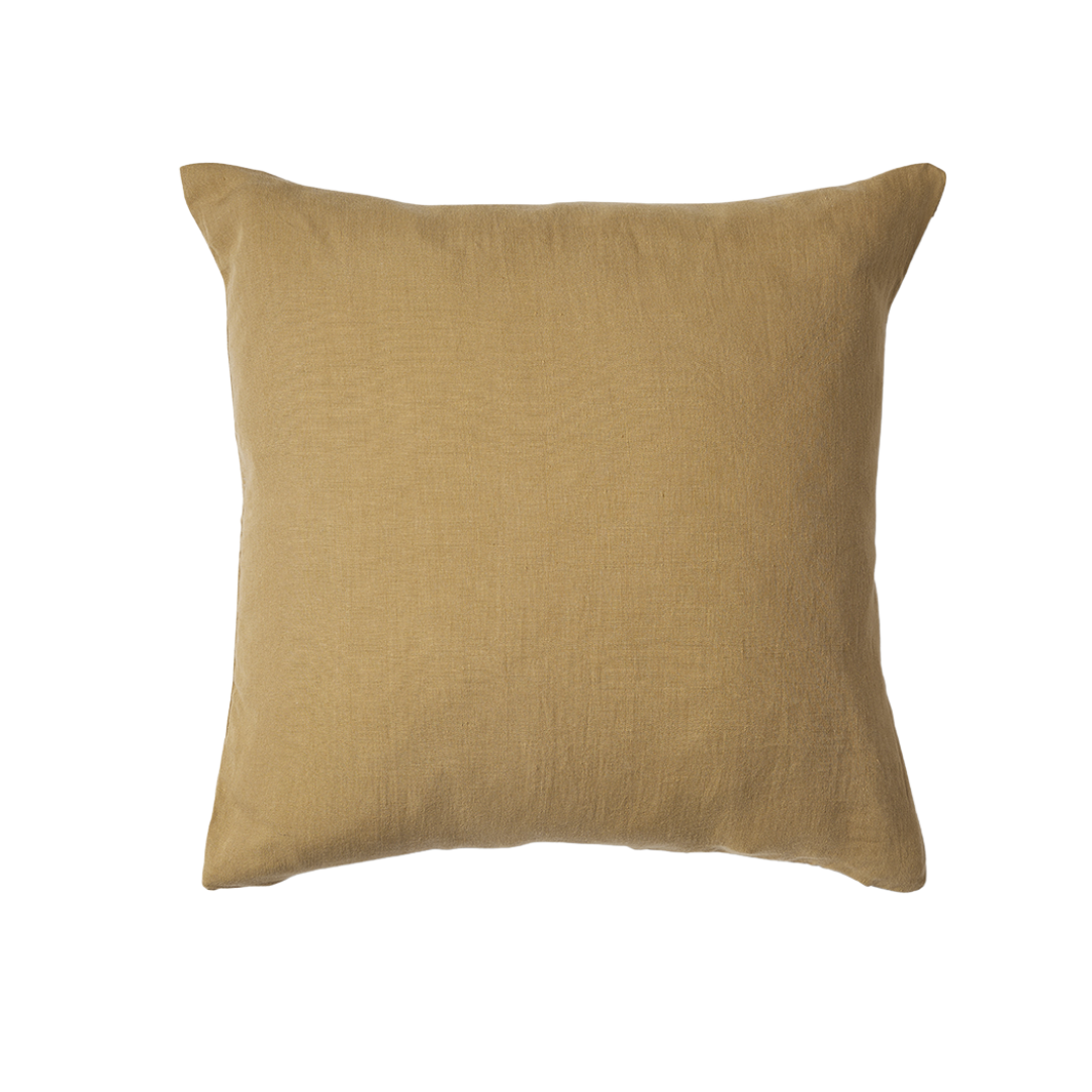 Sierkussenhoes Scotty goudbruin van 100% gewassen linnen in formaat 50x50 cm