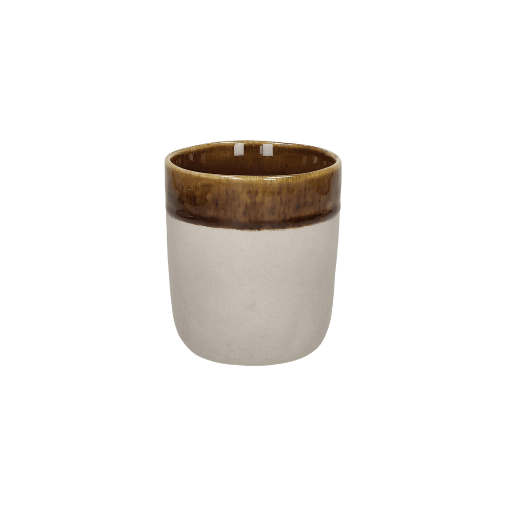 Spiro koffiekop met ruwe buitenzijde en bruin glanzend glazuur