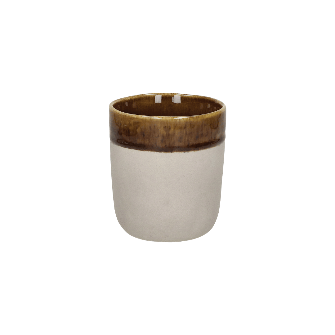 Spiro koffiekop met ruwe buitenzijde en bruin glanzend glazuur