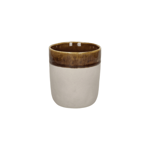 Spiro koffiekop met ruwe buitenzijde en bruin glanzend glazuur
