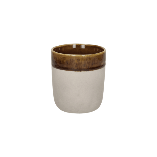 Spiro koffiekop met ruwe buitenzijde en bruin glanzend glazuur