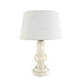 Mooie vintage tafellamp met een marmeren voet en een stoffen witte kap