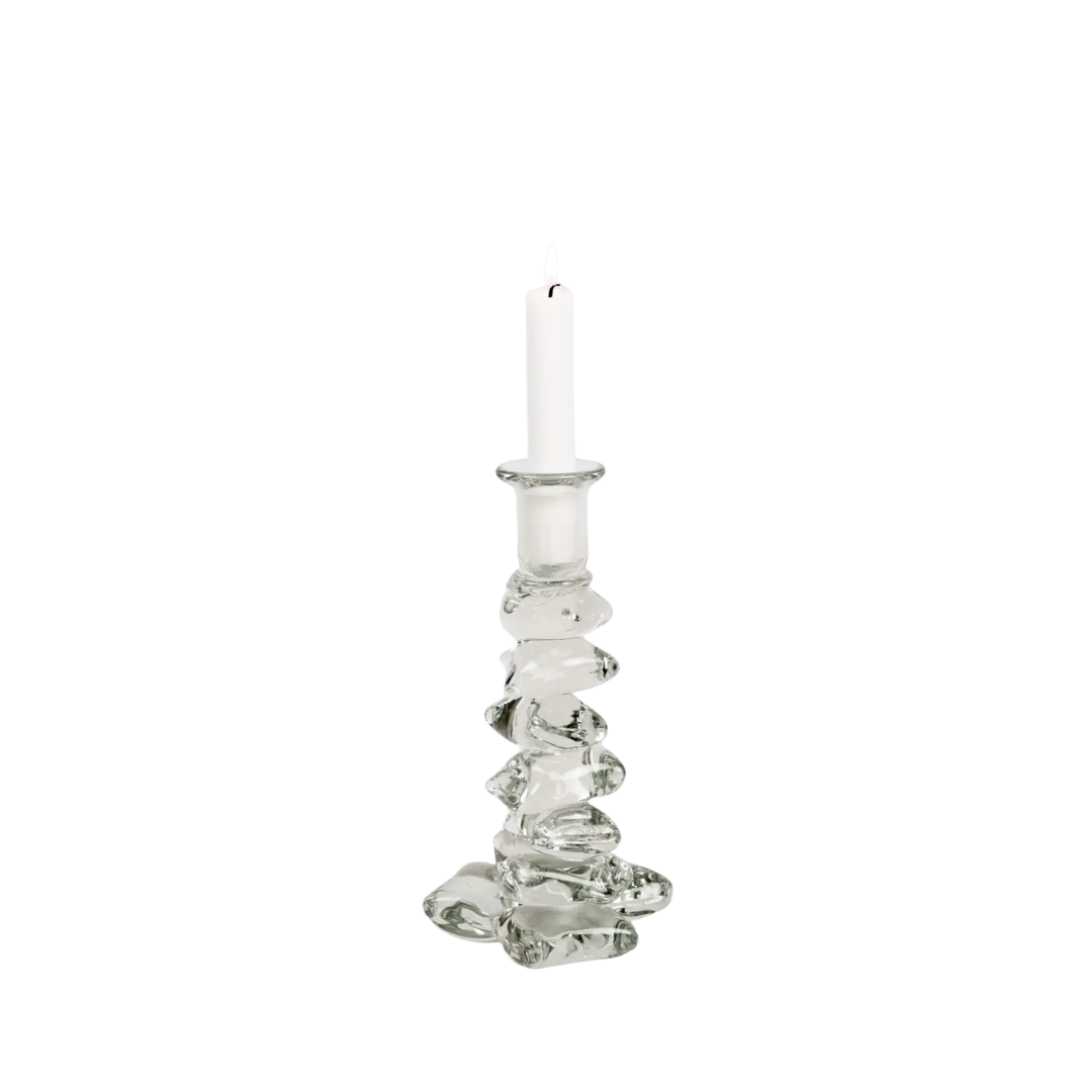 Zephyr kaarshouder van Olsson & Jensen: sculpturale glazen designkandelaar met kristallen uitstraling